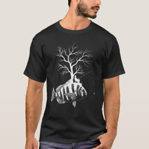 Graphic Tree Fishing Rod Fish Sheepshead 1 T-Shirt