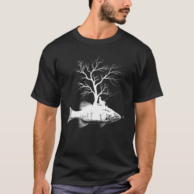 Graphic Tree Fishing Rod  Fish Smallmouth Bass 1 T-Shirt (Front)
