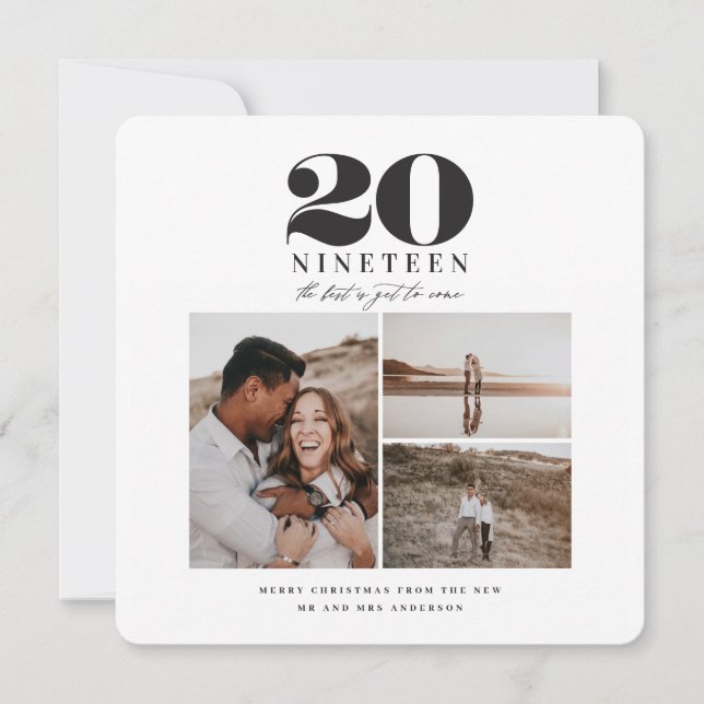 Graphic typography new year photo holiday card (Front)