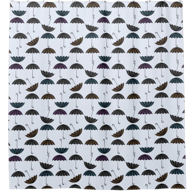 Graphic Umbrella Pattern Shower Curtain (Front)