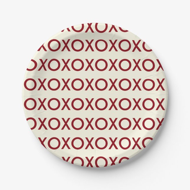 GRAPHIC VALENTINE'S DAY XOXO PAPER PLATE (Front)