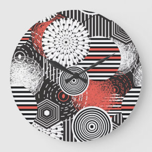 Graphic Vintage Abstract Illustration Elements Large Clock