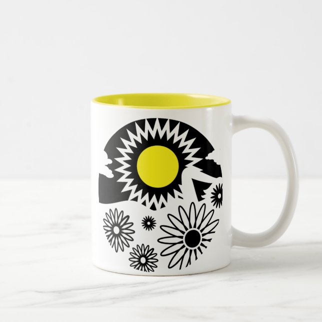 Graphic Virgo Flowers Sun Two-Tone Coffee Mug (Right)