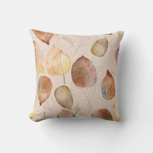 Graphic Watercolor Leaf Autumn Design Cushion