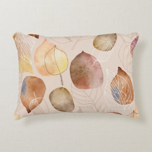 Graphic Watercolor Leaf Autumn Design Decorative Cushion