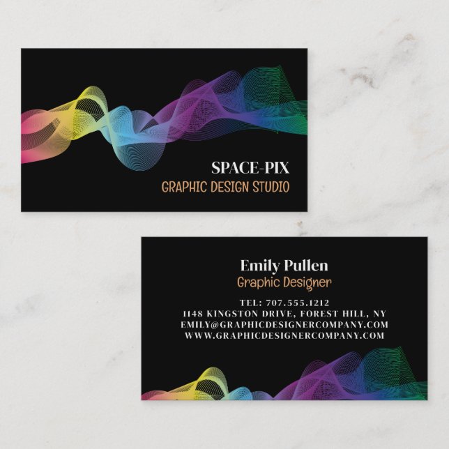 Graphic Wave Design, Graphic Designer Business Card (Front/Back)