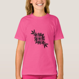 Graphic with a black elegant plant mark Wow Pink T-Shirt