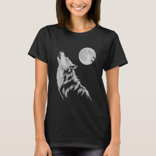 Graphic Wolf Howling Moon Forest Nature Animal Wil T-Shirt