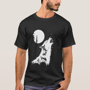 Graphic Wolf Howling Moon Forest Nature Animal Wil T-Shirt