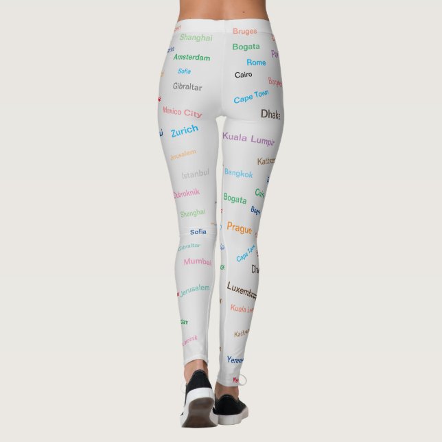 Graphic World city’s on light grey Leggings (Back)