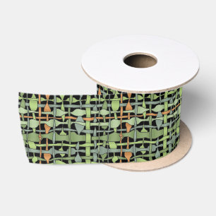 Graphic Woven Fluffy Burlap Green Satin Ribbon