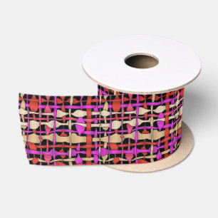 Graphic Woven Fluffy Burlap Red Satin Ribbon