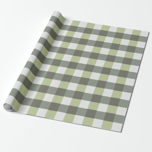 Graphic Woven Green Grey Pattern Wrapping Paper (Unrolled)