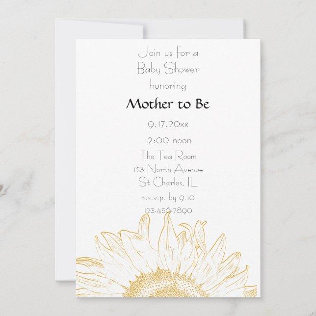 Graphic Yellow Sunflower Baby Shower Invitation (Front)
