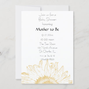Graphic Yellow Sunflower Baby Shower Invitation