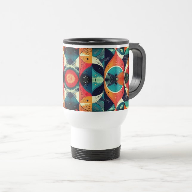 Graphical Abstraction White Travel-Commuter Mug (Front Right)