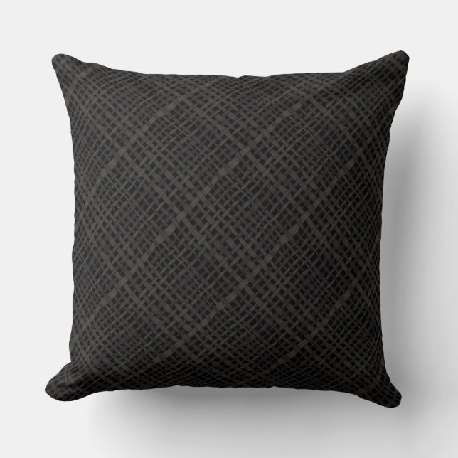 Graphical Black Diagonal Woven Burlap Cushion (Front)