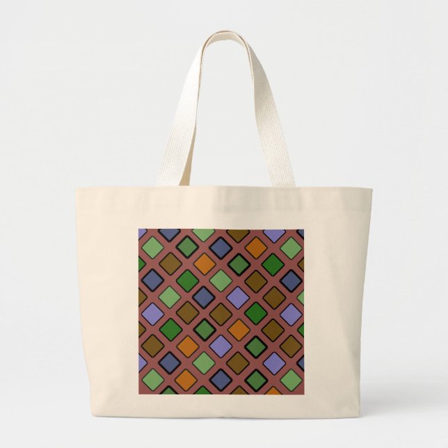 Graphical Diagonal Tiled Pattern on any Colour Large Tote Bag (Front)