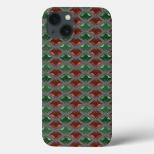 Graphical Diamonds Pattern Red Green Gems iPhone 13 Case