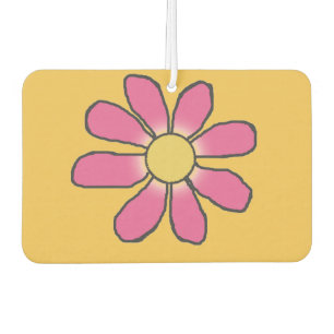 Graphical Flower Pink/Blue Revisible Car Air Freshener
