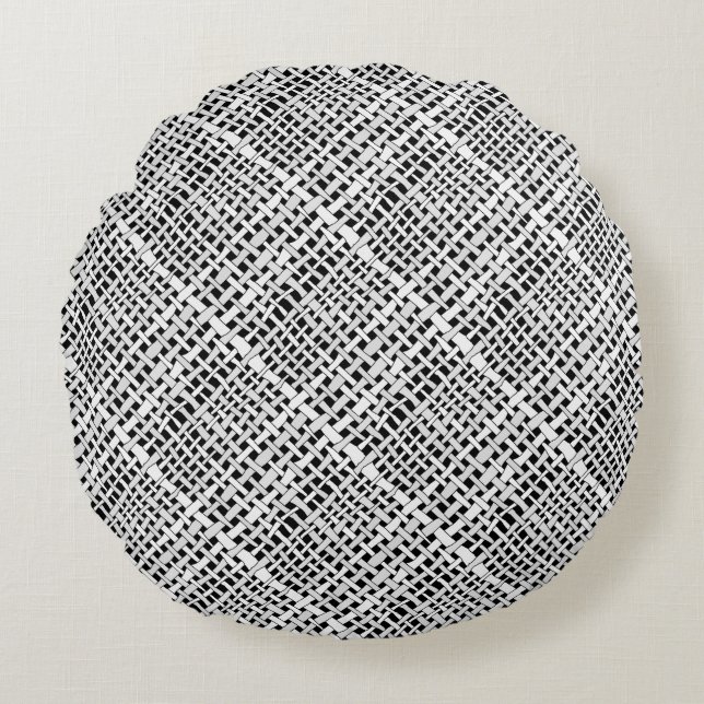 Graphical Natural Colours Woven Burlap Round Cushion (Front)