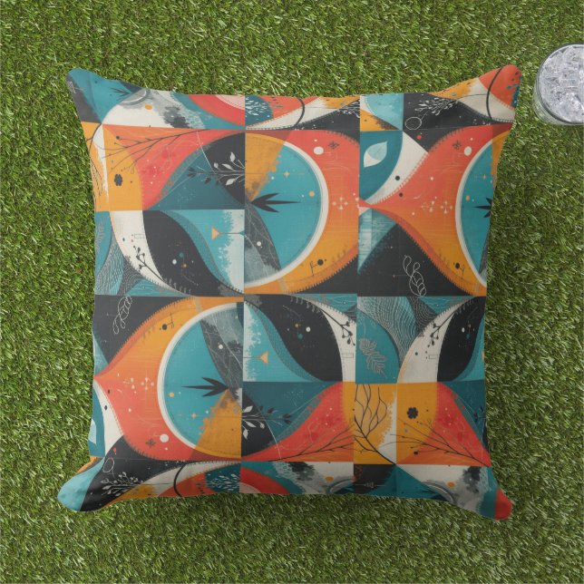 Graphical Orange-Abstraction Cushion (Grass)