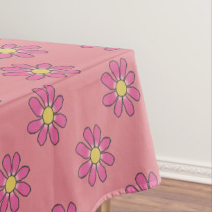 Graphical Pink Flowers on any Colour Tablecloth