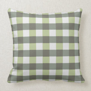 Graphical Plaid Green and Grey Chequered Cushion