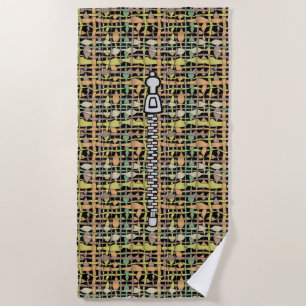 Graphical Rattan with Zip Locker Beach Towel