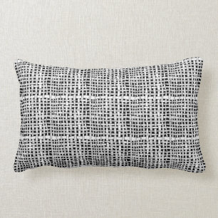 Graphical Silver Woven Rustic Burlap Lumbar Cushion
