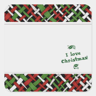 Graphical Woven Christmas Burlap Labels with Text