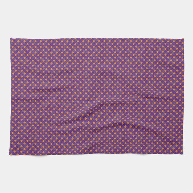 Graphical Woven Rattan Purple on Custom Orange Tea Towel (Horizontal)