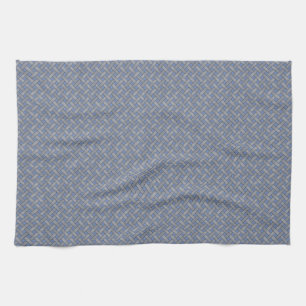 Graphical Woven Rattan Silver on Custom Blue Tea Towel