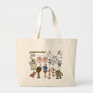 Graphicdoodle's menagerie bag. large tote bag
