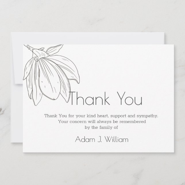 Graphics  Floral  Modern Funeral Thank You Card (Front)