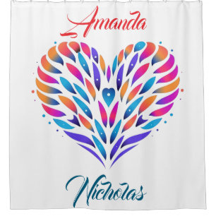 Graphics pattern heart logo. (PERSONALIZE) Shower Curtain