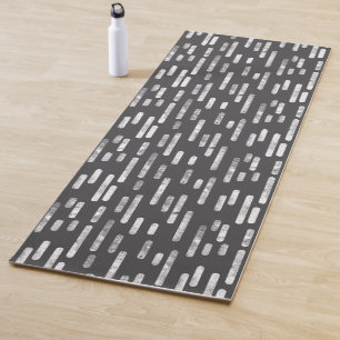 Graphite and White Inky Rounded Lines Pattern Yoga Mat