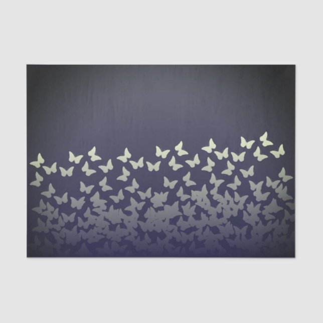 Graphite dark blue steel colour butterflies patter tissue paper (Front)