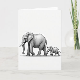 Graphite Elephant Family Card