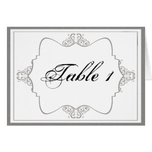 Graphite Grey Filigree Posh Wedding Table Number