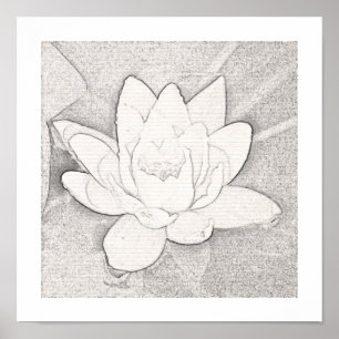 GRAPHITE LOTUS FLOWER ART POSTER