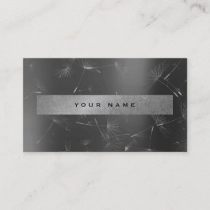 Graphite Metallic Gray Graphite Grungy Dandelions Business Card
