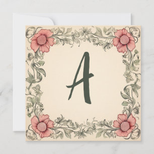 Graphite Pink & Sisal Green: Monogrammed Note Card