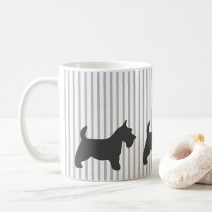 Graphite Terrier on Grey Stripes Coffee Mug