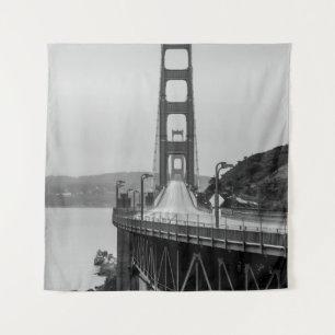 GRASCALE PHOTOGRAPHY OF CABLE BRIDGE TAPESTRY