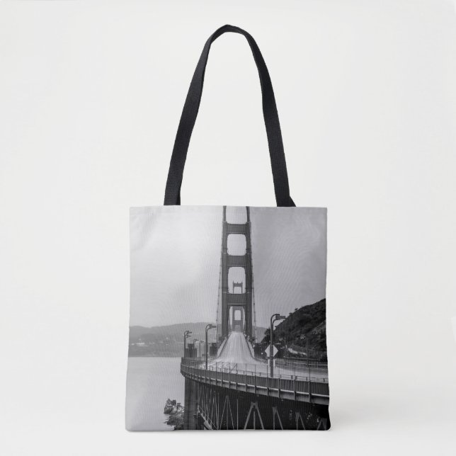 GRASCALE PHOTOGRAPHY OF CABLE BRIDGE TOTE BAG (Front)