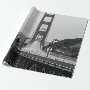 GRASCALE PHOTOGRAPHY OF CABLE BRIDGE WRAPPING PAPER