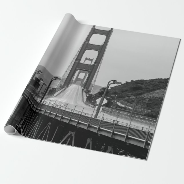 GRASCALE PHOTOGRAPHY OF CABLE BRIDGE WRAPPING PAPER (Unrolled)