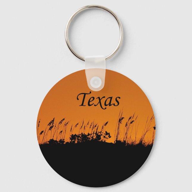 Grass against a Sunset Texas Coast Keychain (Front)