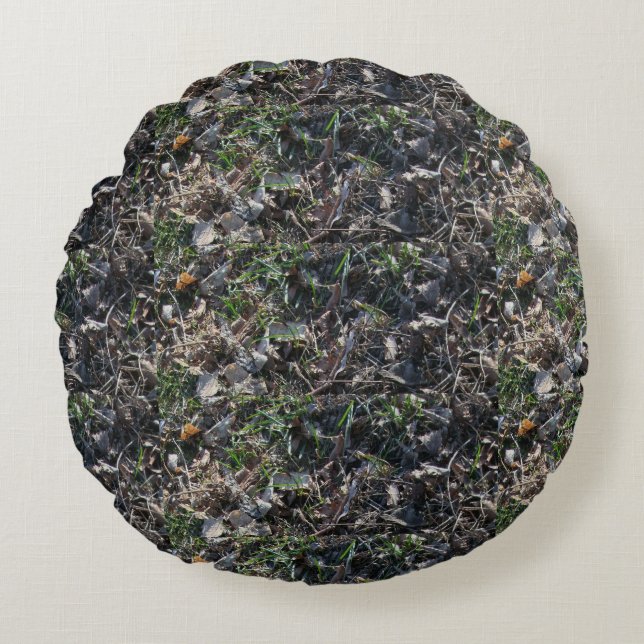 grass and leaves pattern round cushion (Front)